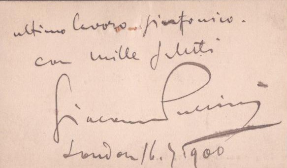 Puccini, Giacomo - Visiting Card Signed